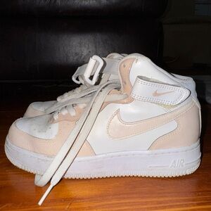 Nike Air Force 1 High Top Sneakers - White and Beige